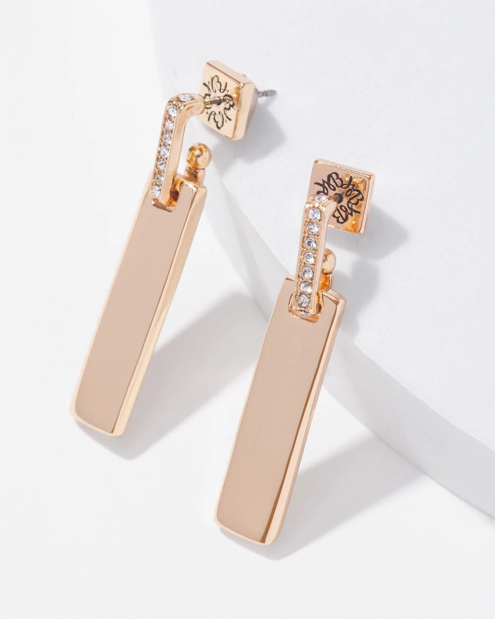 Gold Pave Link Drop Earrings - image 1