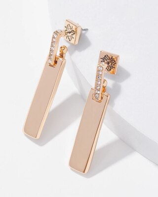 Gold Pave Link Drop Earrings