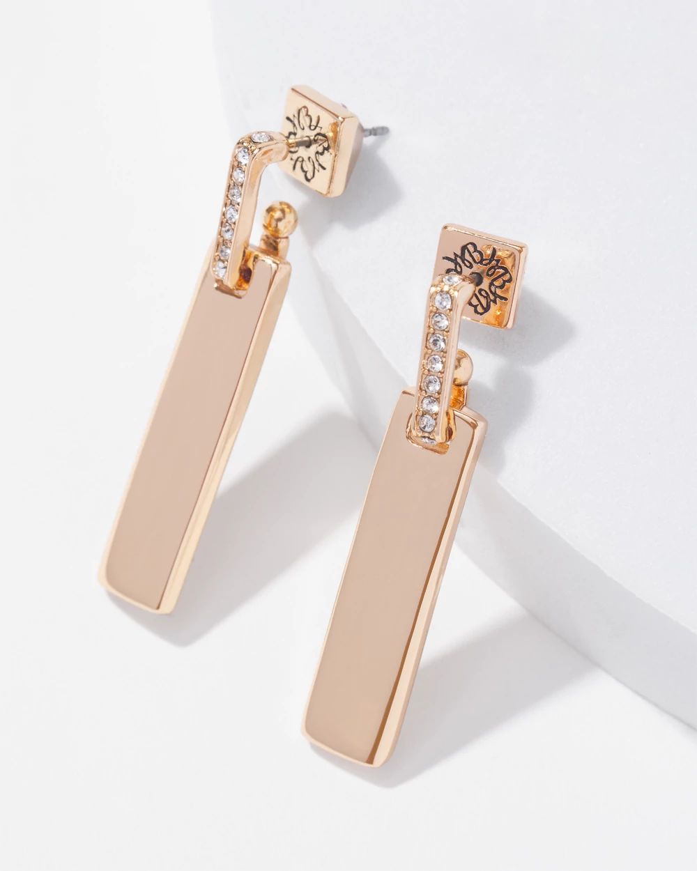 Gold Pave Link Drop Earrings