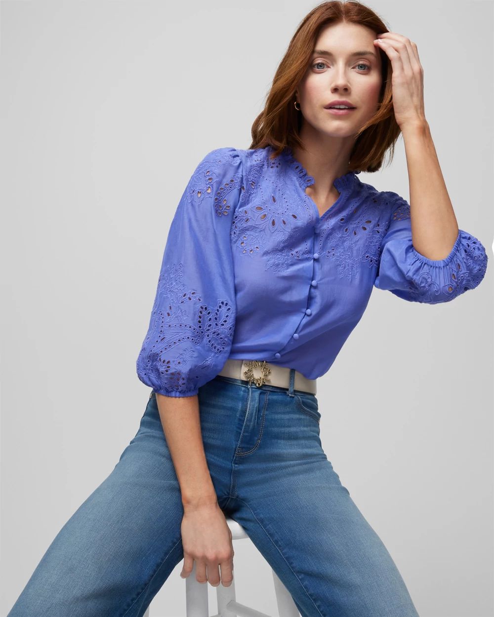 Embroidered Voile Blouse