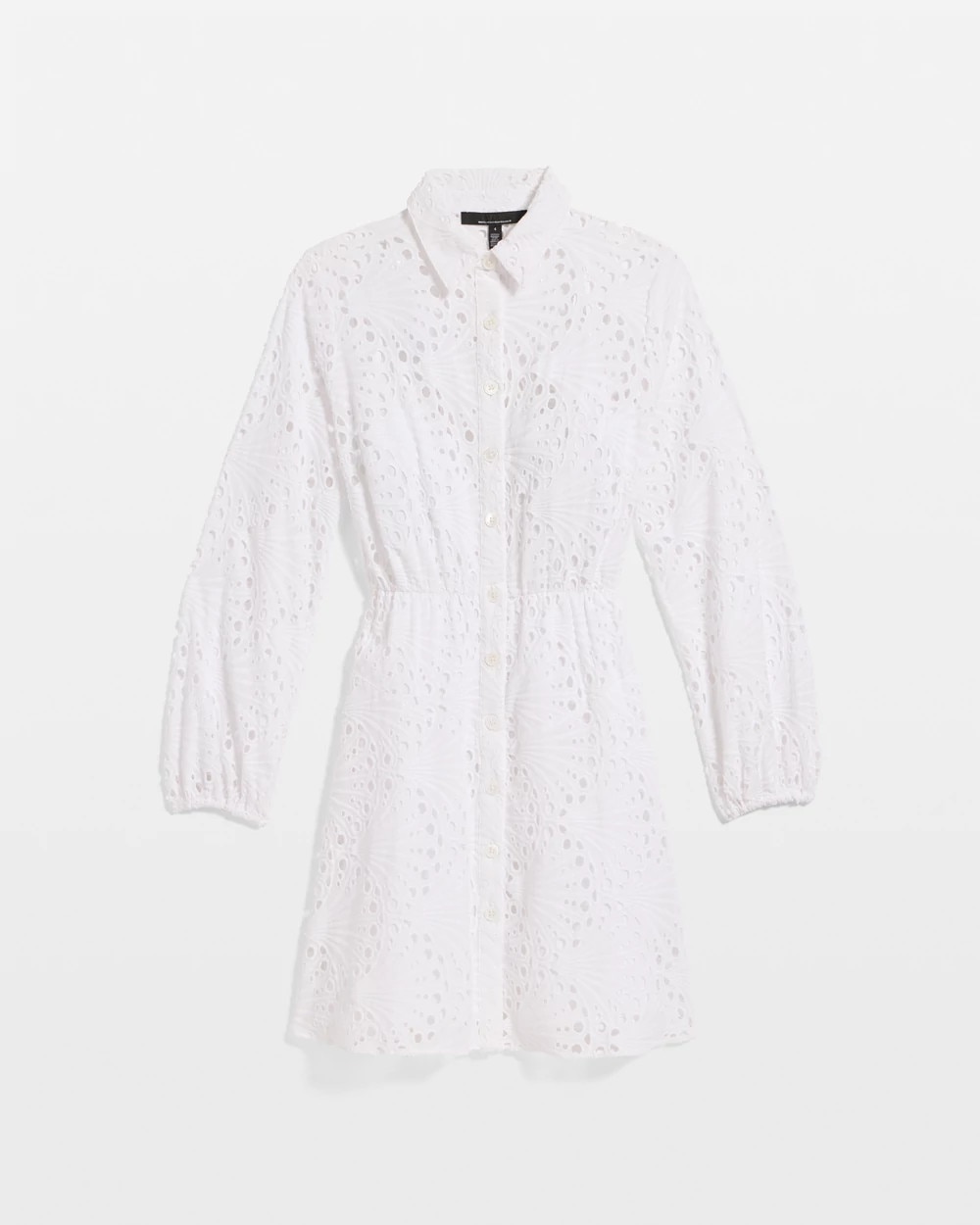 Eyelet Long Sleeve Cotton Dress