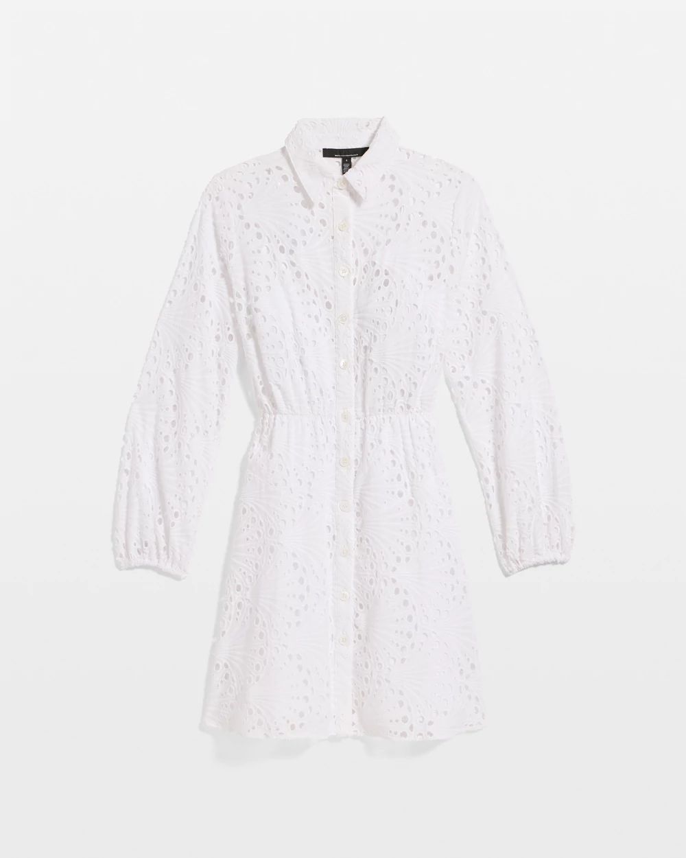 Petite Eyelet Long Sleeve Cotton Dress