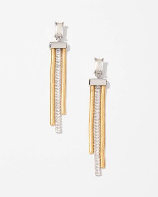 Mixed-Metal Crystal Snake Linear Earrings