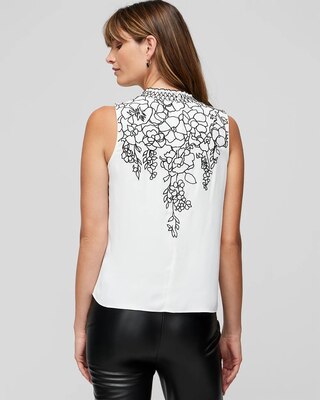 Sleeveless Embroidered Floral Shell