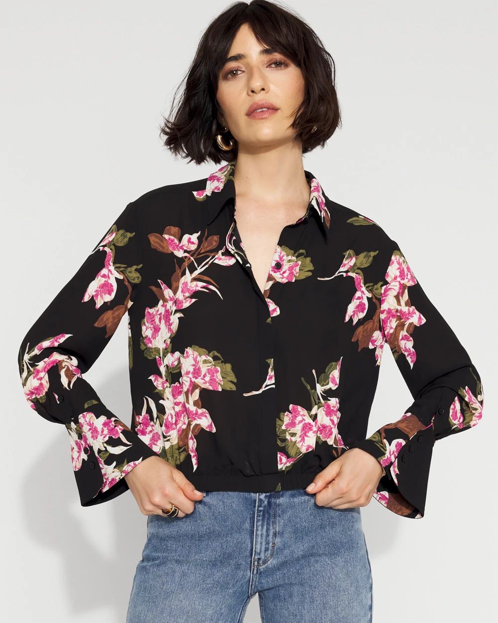 Long-Sleeve Flare Cuff Shirt