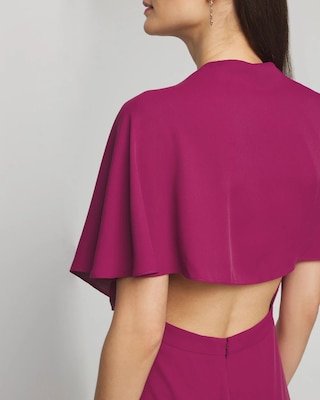 Cape Belted Maxi With Slit Dress click to view larger image.
