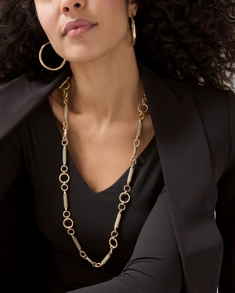 Goldtone Faux Horn Convertible Necklace