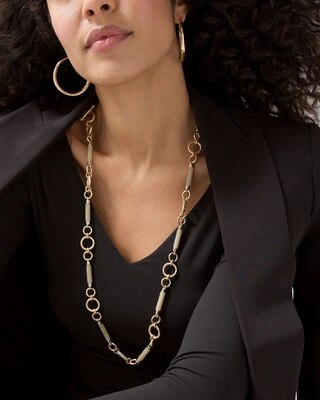 Goldtone Faux Horn Convertible Necklace