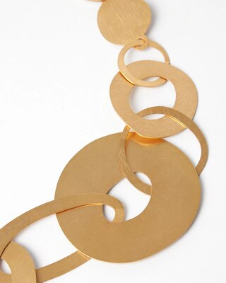 Adjustable Goldtone Brushed Disc Necklace
