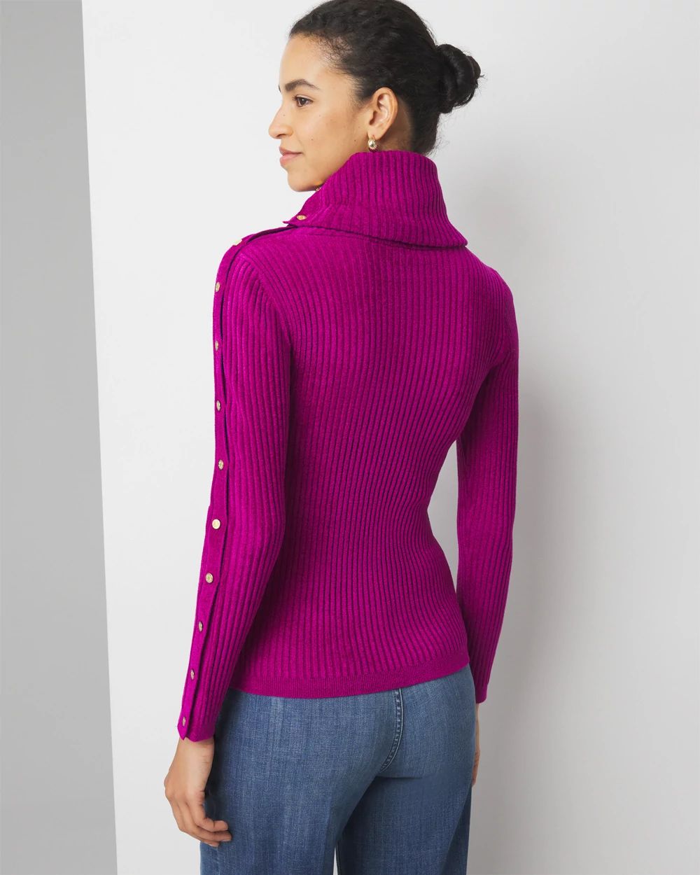 Chenille Button Sleeve Pullover