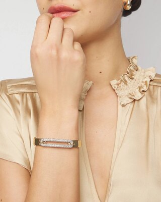 Mixed Metal Pave Link Hinge Bracelet