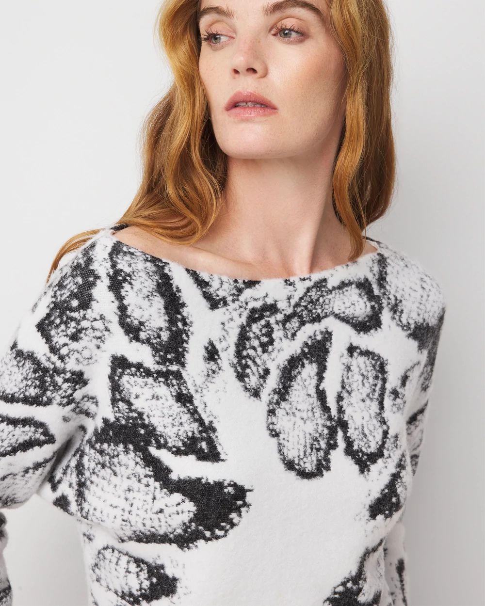 Off-The-Shoulder Leopard Print Sweater