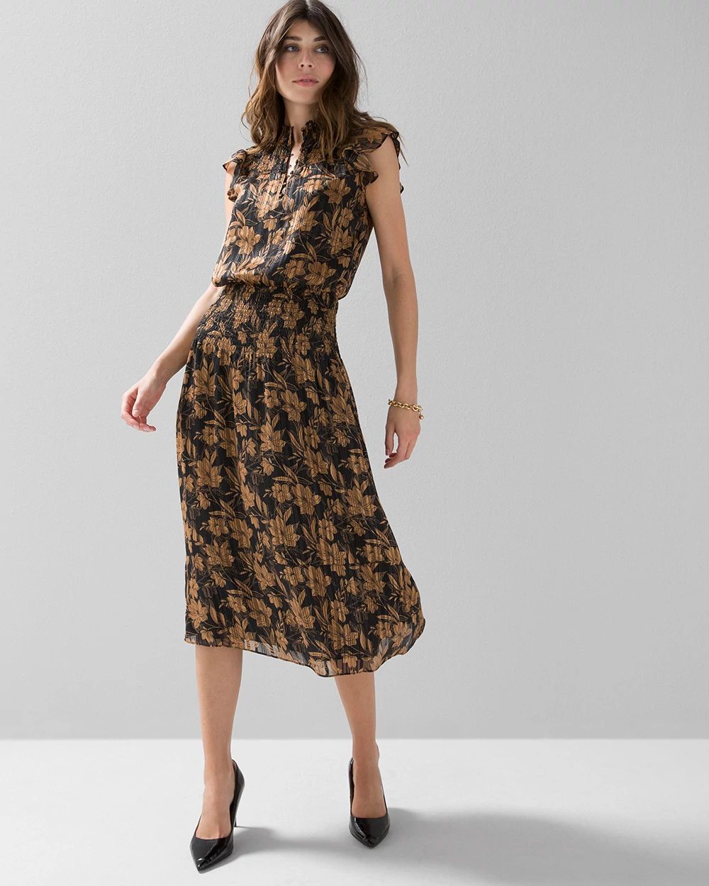 White house black market ruffle dress online