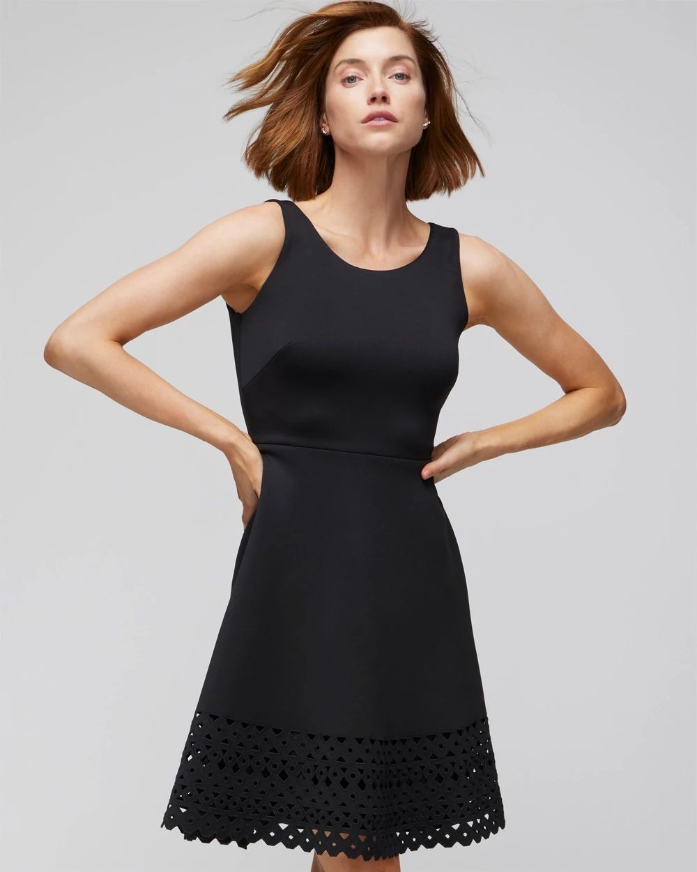 Sleeveless Scuba Fit-and-Flare Dress