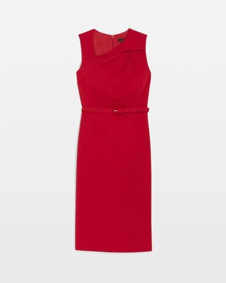 Knit Crepe Belted Sheath Dress click to view larger image.