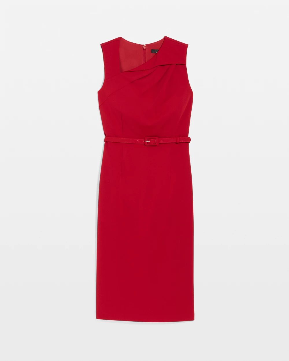 Knit Crepe Belted Sheath Dress click to view larger image.