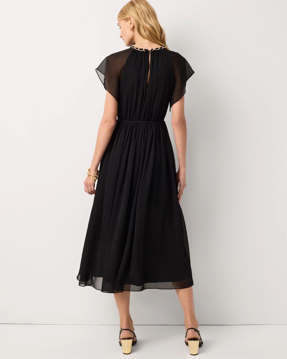 Petite Chain + Keyhole Detail Midi Dress