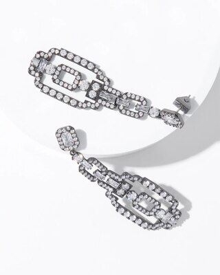 Art Deco Hematite Drop Earrings