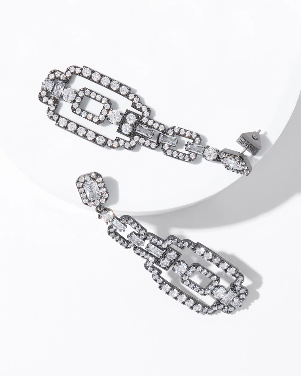 Art Deco Hematite Drop Earrings