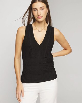 Pointelle V-Neck Sweater Tank