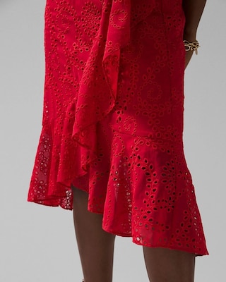 Eyelet Ruffle Wrap Dress click to view larger image.