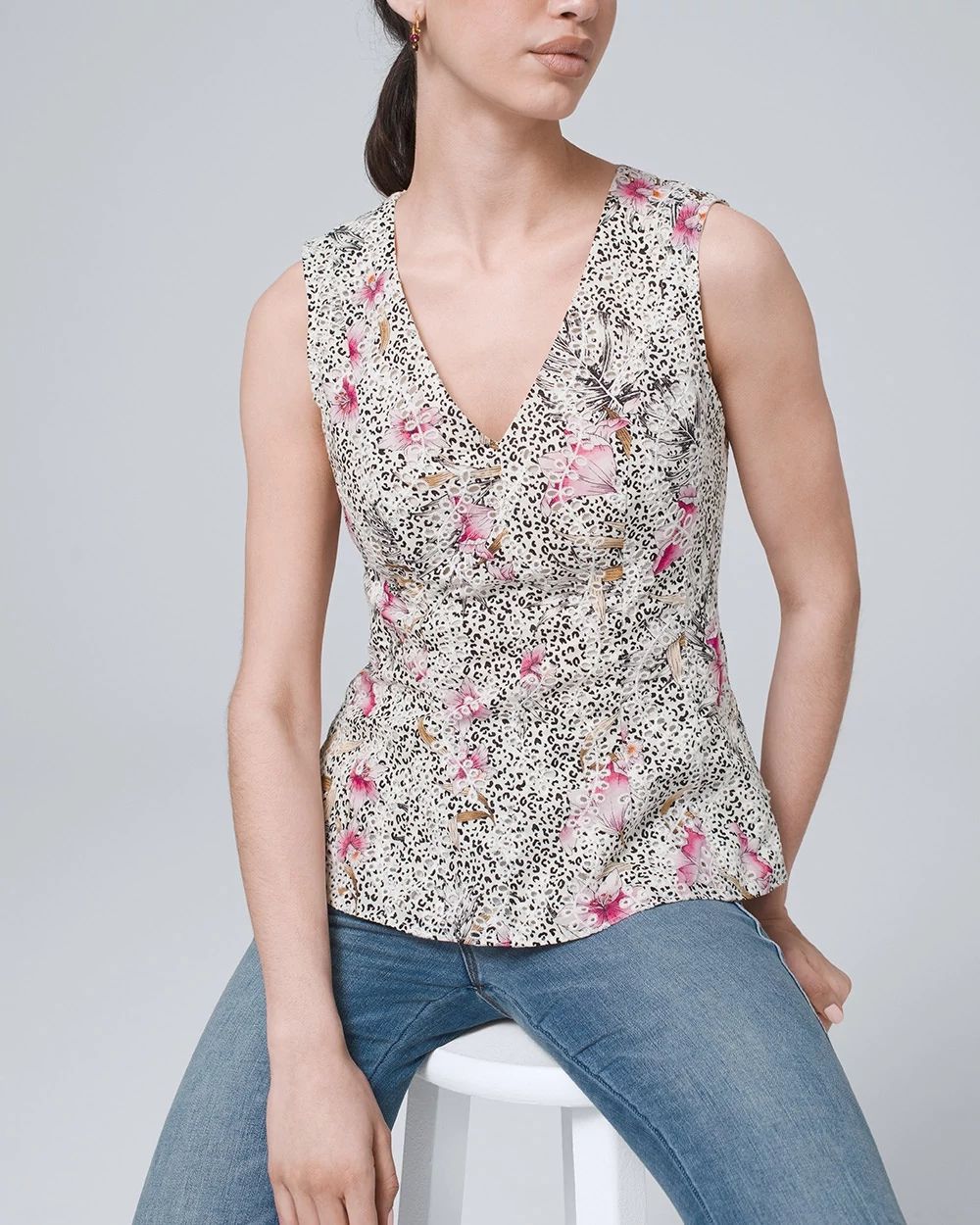 V-neck Sleeveless Peplum Tank