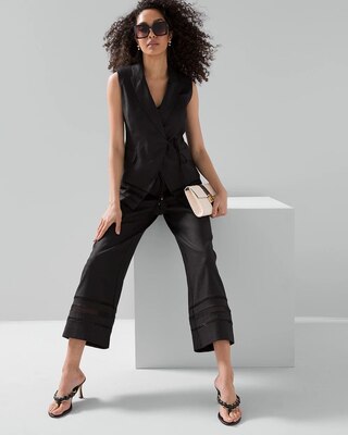 Linen-Blend Tassel-Tie Wide-Leg Crop Pants