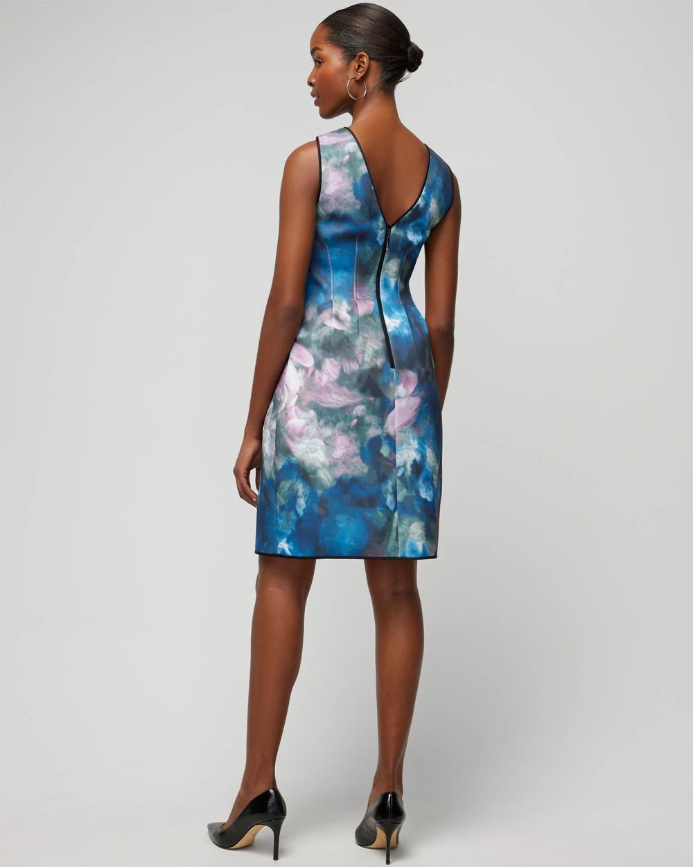 Printed Scuba Fit-and-Flare Dress