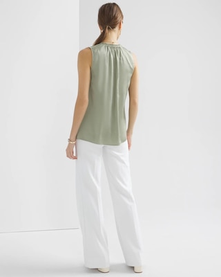 Sleeveless Ruched V-Neck Shell Top