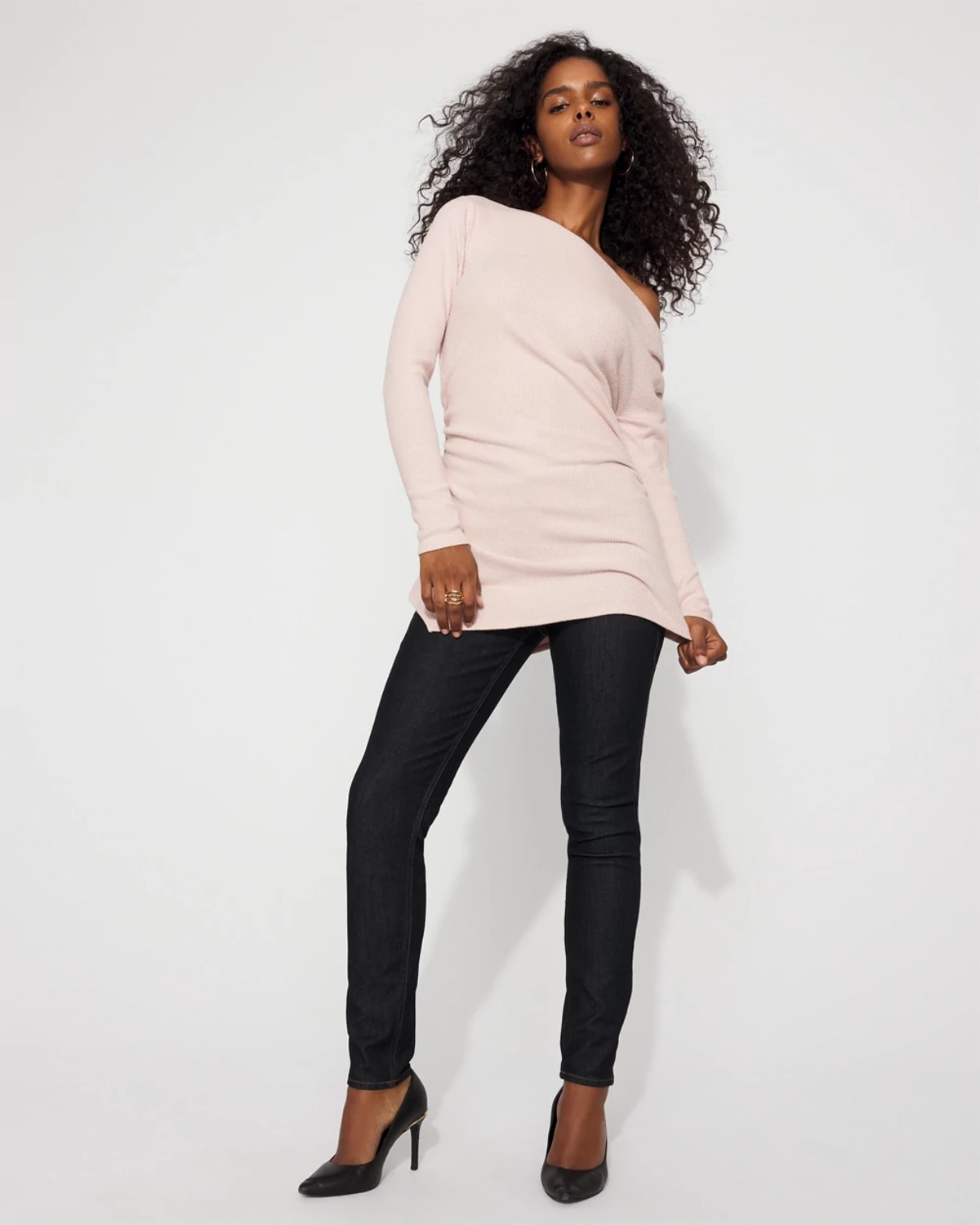 White House Black Market Off-the-shoulder Ribbed Snit Top