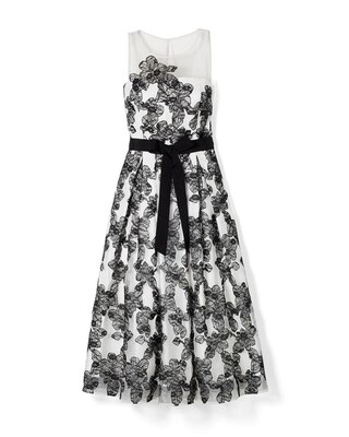 Embroidered Floral Illusion Dress
