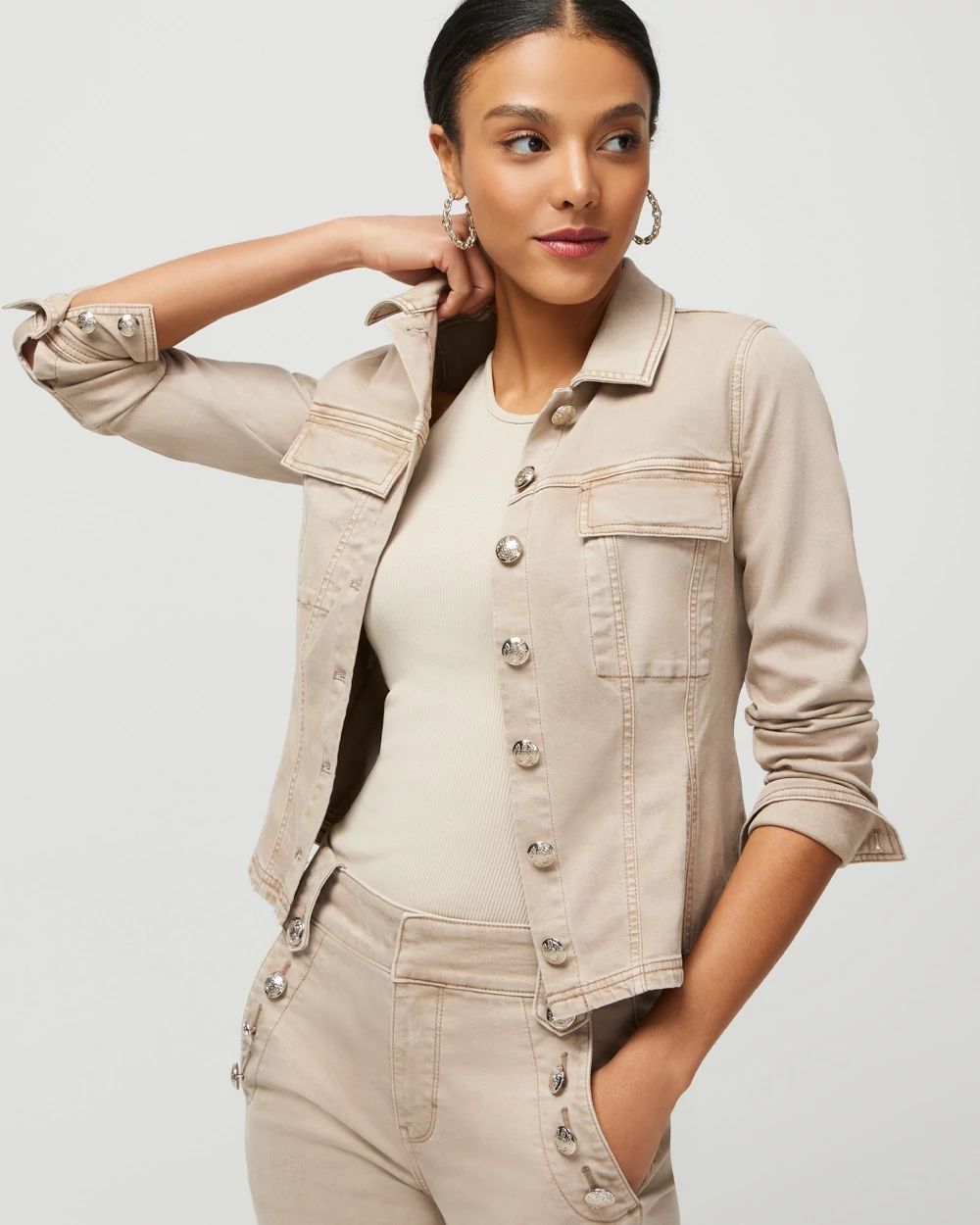 Petite Fit & Flair Denim Shacket