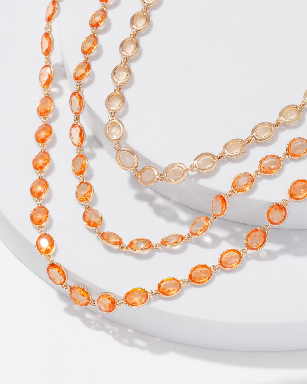 Gold + Peach Crystal Necklace