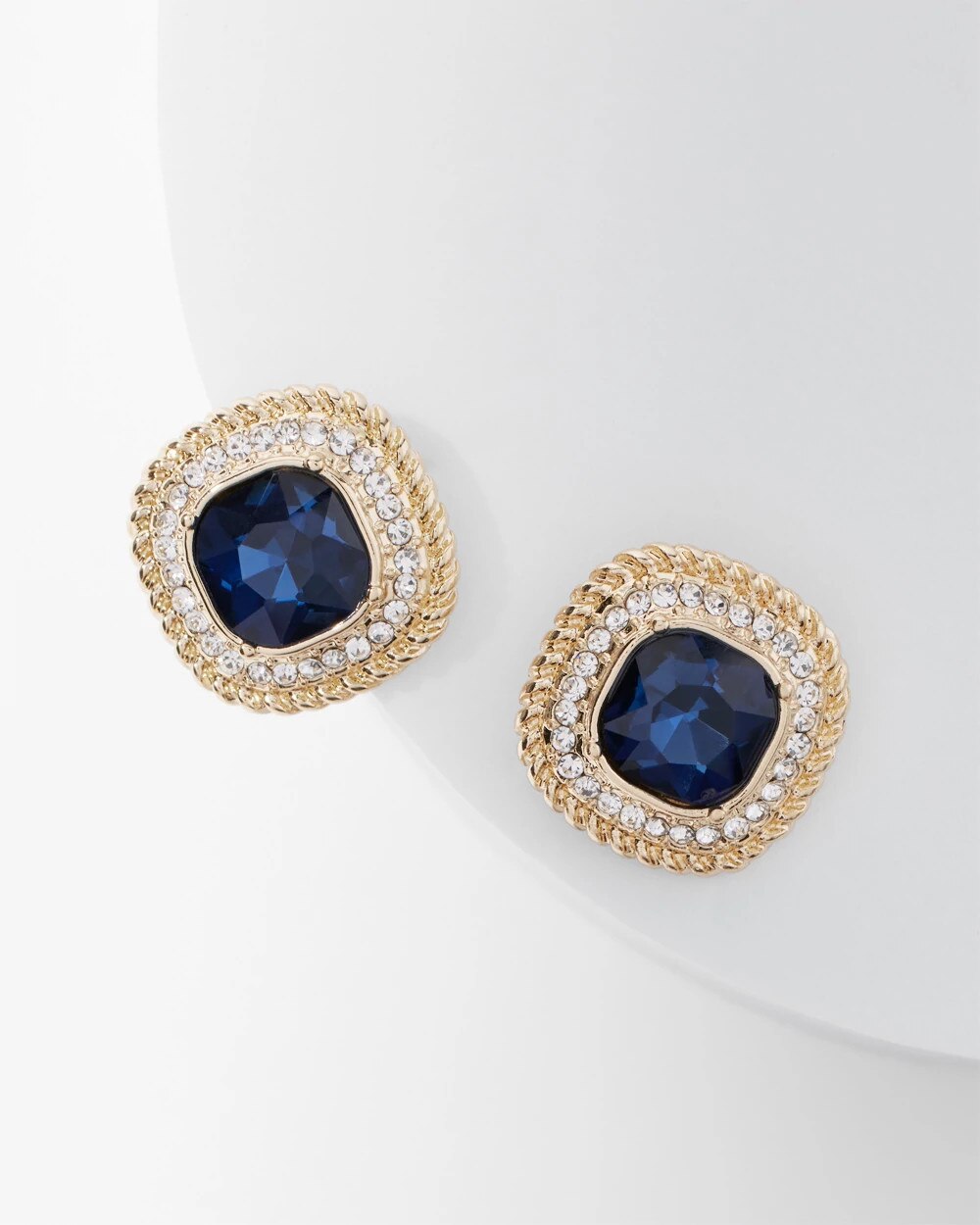 Blue Crystal Stud Earrings - image 4