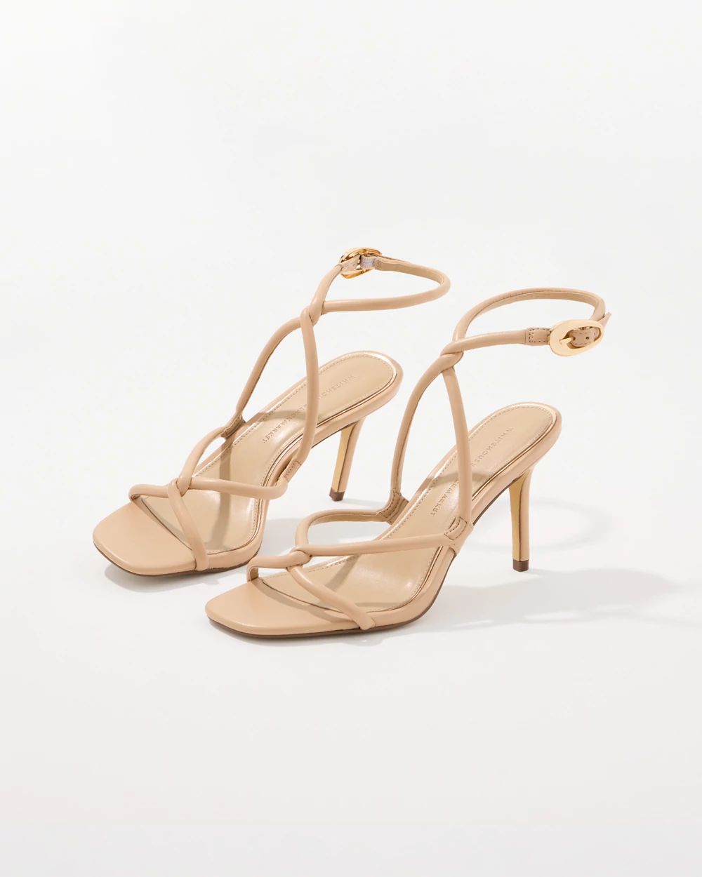 Faux Leather Heeled Sandals click to view larger image.