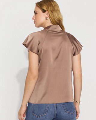 Flutter-Sleeve Satin Shirt click to view larger image.