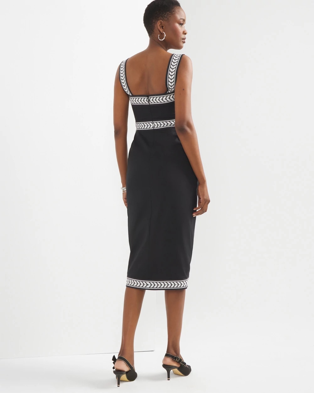 Chevron Wrap Midi Dress