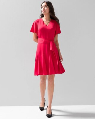 Flutter Sleeve Godet Dress