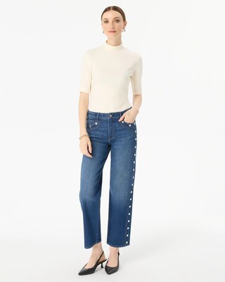 Studded High-Rise Straight Ankle Jean