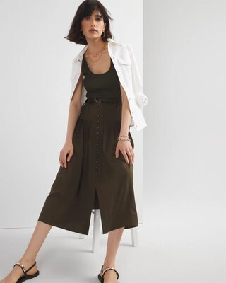 Belted Utility Midi Skirt