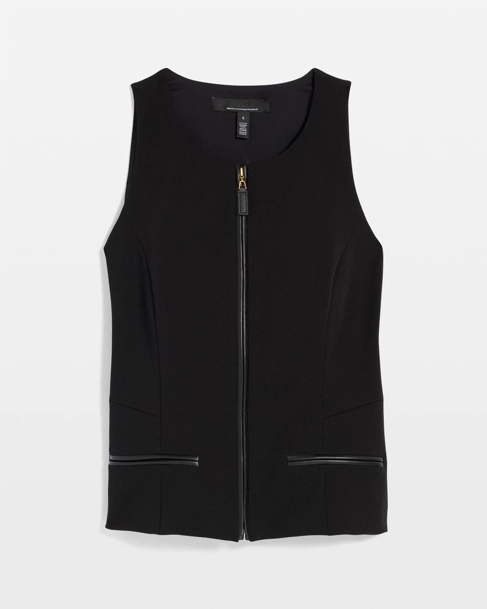 Faux Leather Trim Crepe Vest click to view larger image.