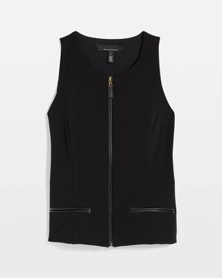 Faux Leather Trim Crepe Vest click to view larger image.