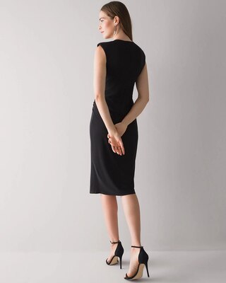 Draped Soft Jersey Midi Dress with Grommet Detail
