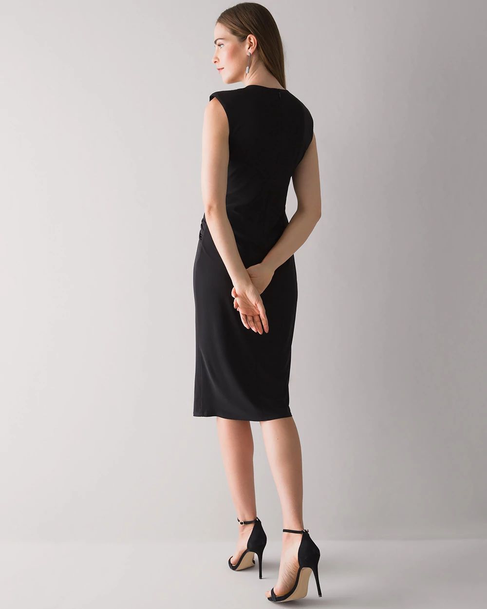 Draped Soft Jersey Midi Dress with Grommet Detail