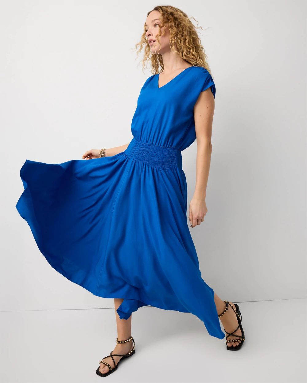 Petite Smocked Waist Midi Dress