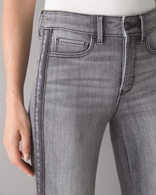 High-Rise Rhinestone Stripe Straight Jeans