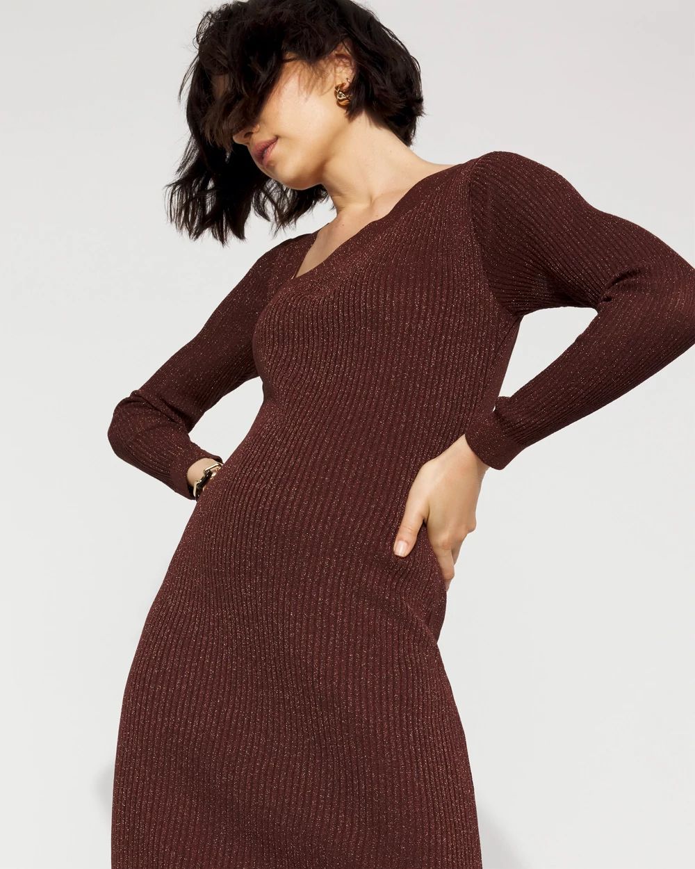 Petite Bodycon Sweater Midi Dress click to view larger image.