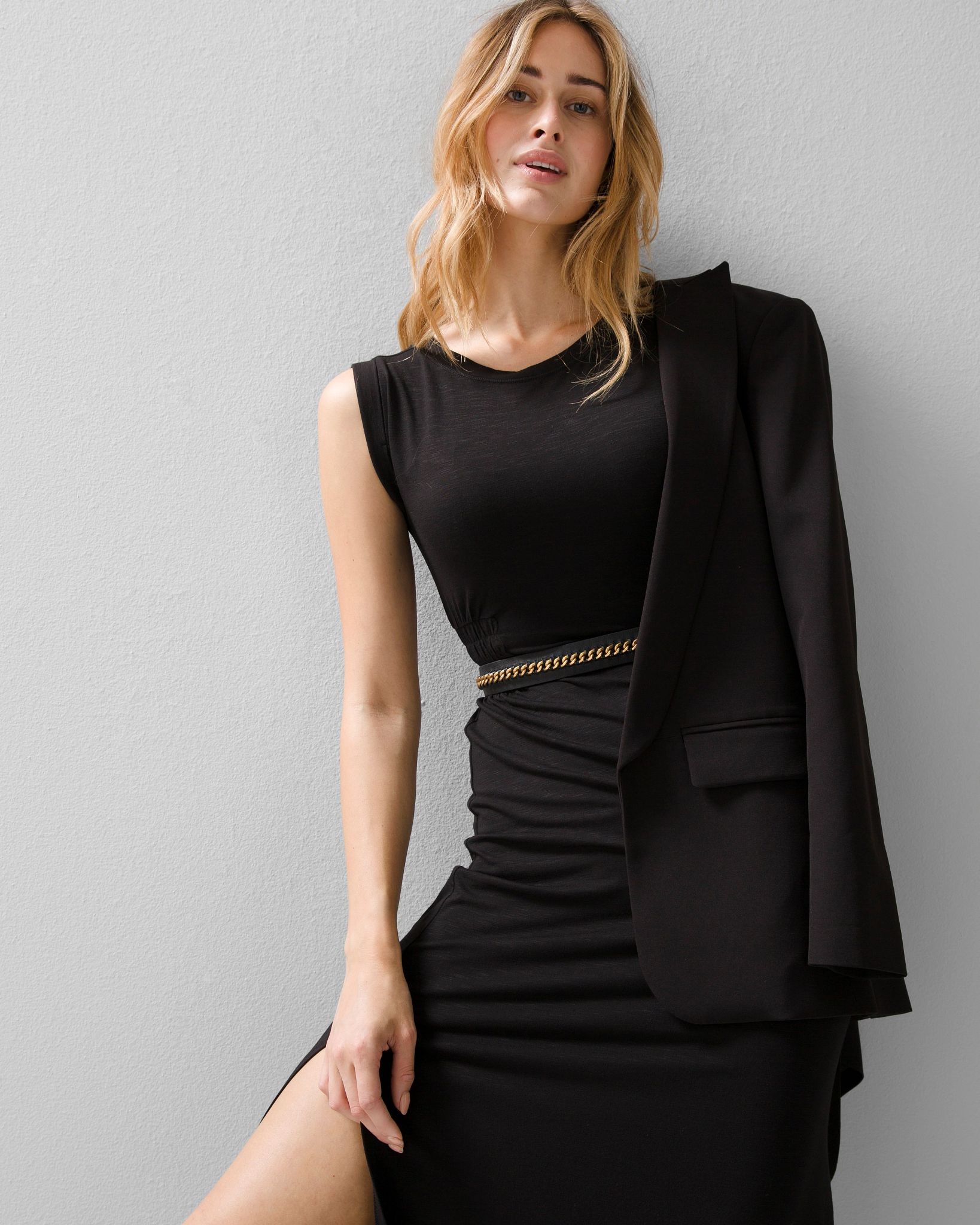 Skinny Stretch Belt with Chain Detail