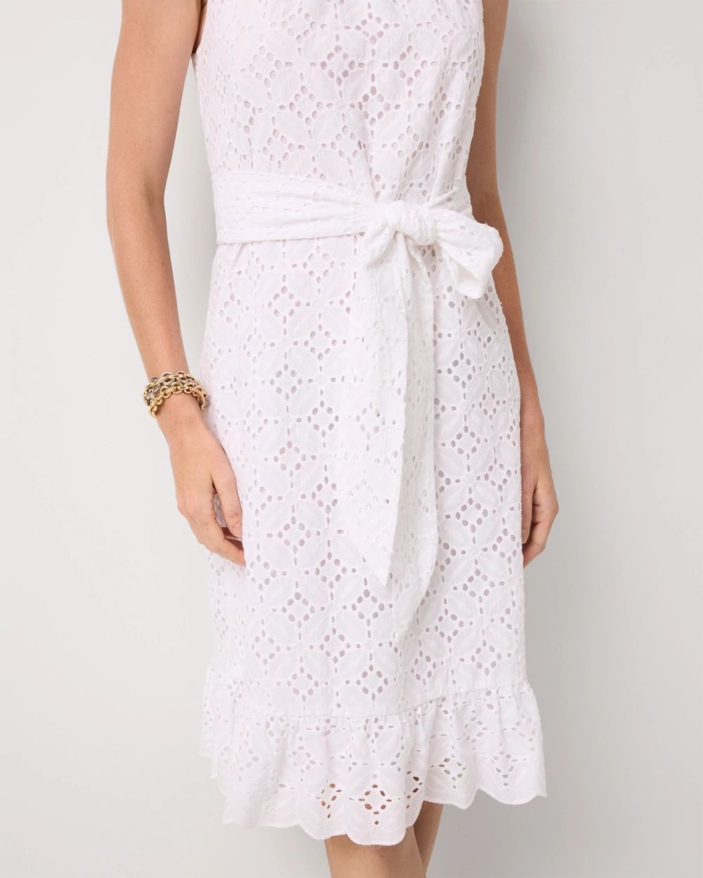 Eyelet Cotton Halter Dress click to view larger image.