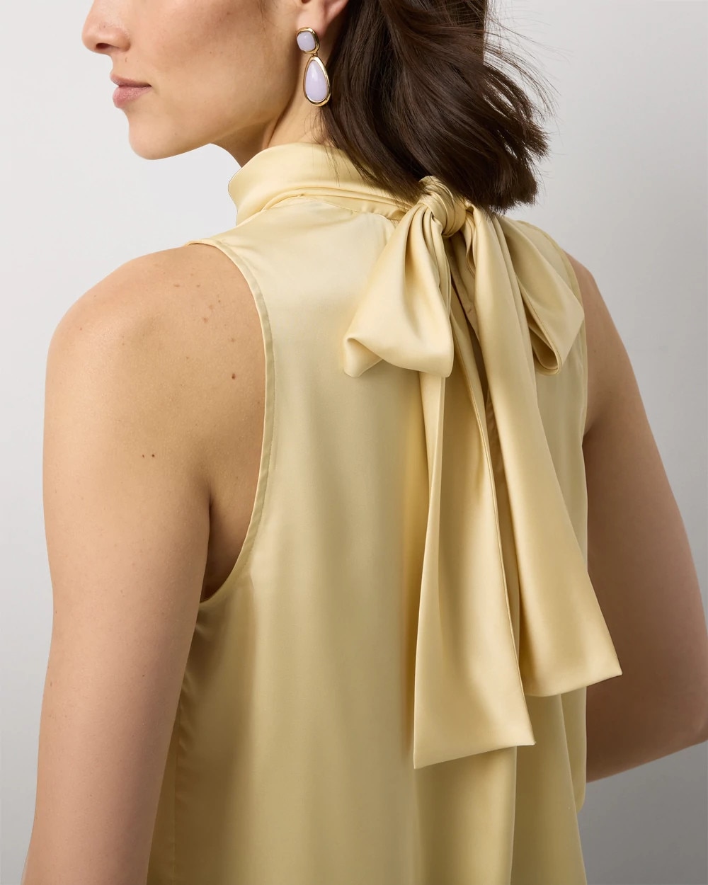 Bow Back Satin Halter Blouse